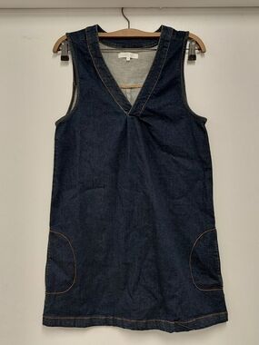 Abound Dark Blue Denim V-Neck Sleeveless Mini Dress